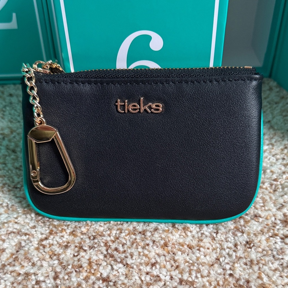 Tieks Black Leather Pouch with Gold Accents